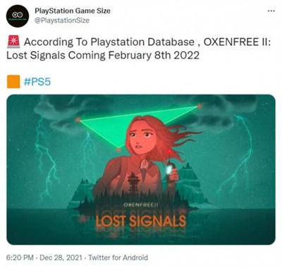 《奥森弗里2》据推特网友爆料发售日是明年2月8日