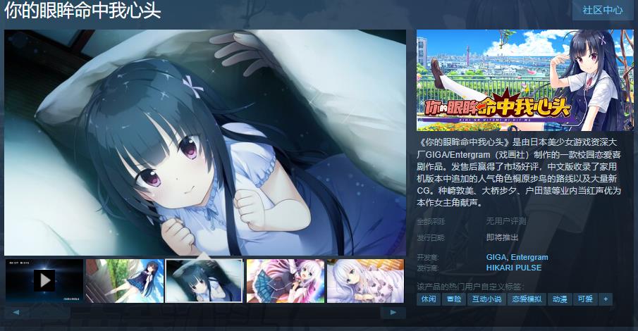 《你的眼眸命中我心头》中文版在Steam上线1